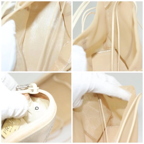 PRADA Hand Bag Nylon Beige Auth 128335 - Picture 15 of 16